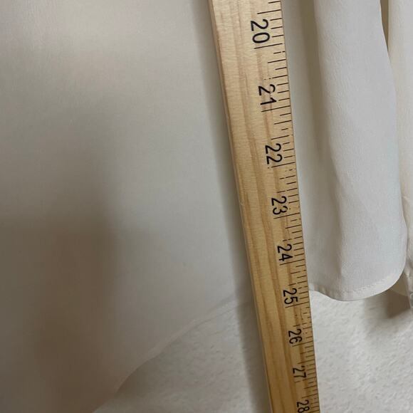 Zadig & Voltaire Deluxe 100% Silk Blouse Snap Button Ivory Size Medium - Picture 8 of 9